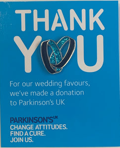 Parkinson's UK charity wedding favours. Wedding rings in cyan and navy. Pack of 10.