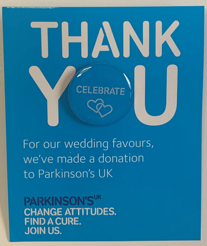 Parkinson's UK charity wedding favours. Celebrate. Pack of 10.