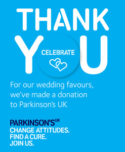Parkinson's UK charity wedding favours. Celebrate. Pack of 10.