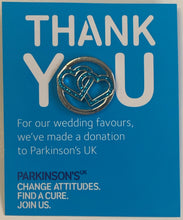Parkinson's UK charity wedding favours. Entwined hearts. Pack of 10.