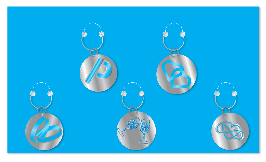 Parkinson's UK wine glass charms. Pack of 5. Clearance sale