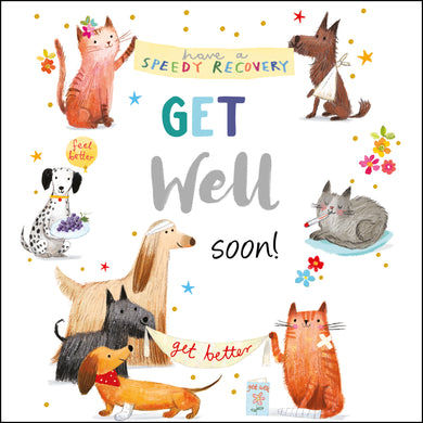 Get well soon greeting cards. Pack of 10 cards. 5 design pack. Greeting: Get well soon. Black Friday promotion