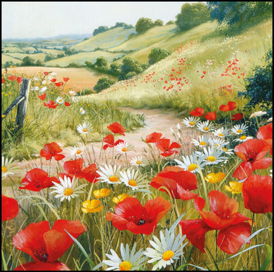 Poppy field sympathy card. Greeting: Blank for your own message