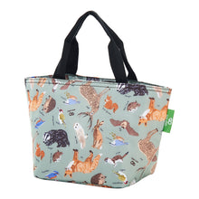 Eco-friendly insluated lunch bag made from recycled plastic bottles. Olive woodland design