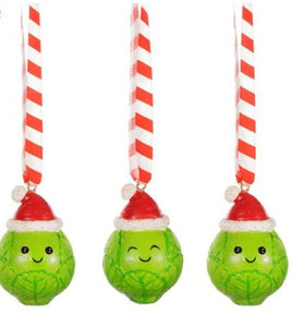 Christmas Brussels Sprout hanging decorations - set of 3