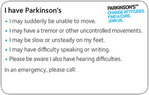Parkinson’s alert card - Parkinson's shop