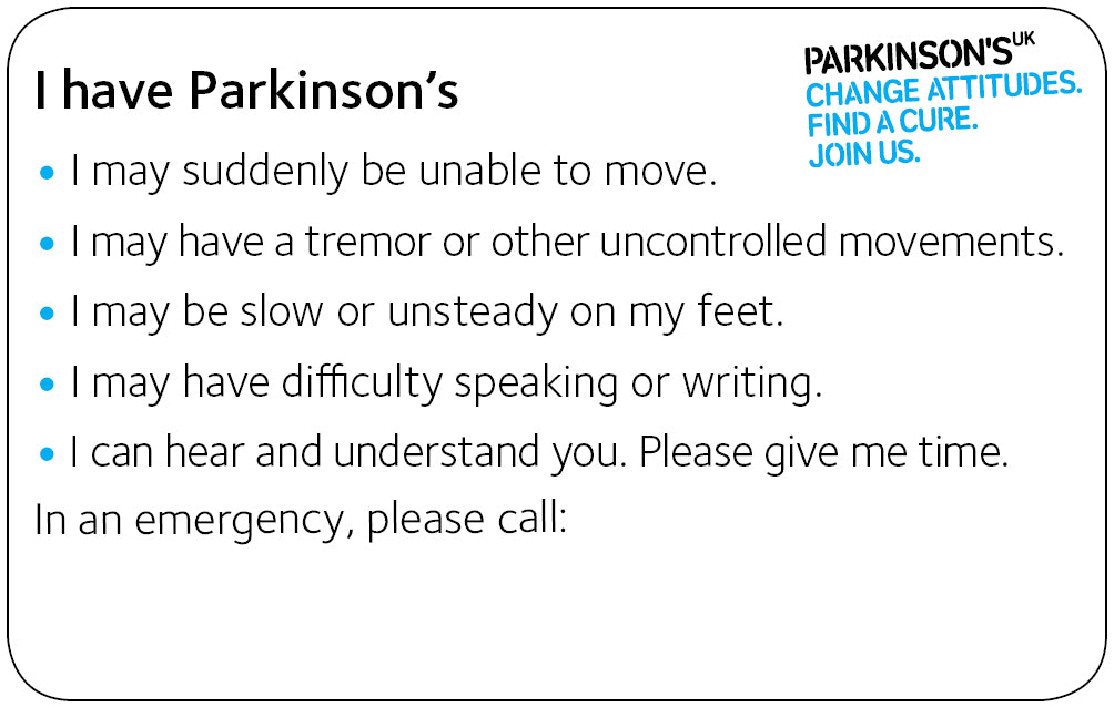 Parkinson’s alert card - Parkinson's shop