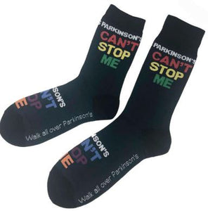 #WalkAllOverParkinson's socks. Exclusive design by Alex Echo. 2 sizes available. You can order this free with all clearance sale orders over £30 (excluding p&p and donations). Please add to your basket to activate the offer.